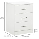 Bedside Table with 3 Drawers, Modern Wood Nightstand