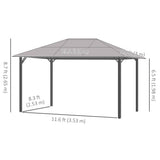10' x 13' Hardtop Gazebo Aluminum Framed Marquee Party Tent Shelter with Mesh Curtains & Side Walls - Grey