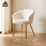 Fauteuil d'accent design dossier pétale, fauteuil de salon moderne avec pieds métalliques