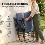 Ensemble de 2 Chaises Berçantes Pliantes avec Rocailles Rembourrées et Accoudoirs