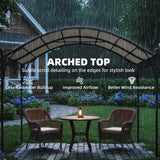 10' x 10' Outdoor Pergola with UV30+ Canopy Galvanized Steel Frame Sun Shade with Arched Top