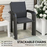 Stackable Patio Chairs Set of 4, Outdoor Dining Chairs with 20