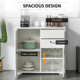 High Gloss Buffet Sideboard with 2 Drawers, 2 Doors and Adjustable Shelf, Kitchen Storage Cabinet with Push Open Design