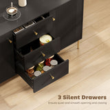 Buffet Cabinet, Modern Sideboard with 3 Soft-Close Drawers and 2 Adjustable Shelves for Living Room