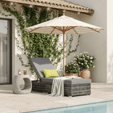 Patio Wicker Lounger, Outdoor PE Rattan Single Chaise Lounge w/Adjustable Recliner Backrest