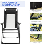 Set of 4 Camping Chairs, Outdoor Folding Lounge Chair Set with 5 Level Adjustable Backrest, Removable Headrest