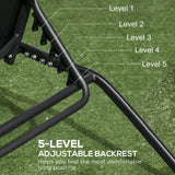 2PCs Lounge Chairs with Wheels, 5-Level Adjustable Backrest for Garden