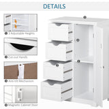 Bathroom Storage Cabinet, Floor Cabinet with Adjustable Shelf and 4 Drawers