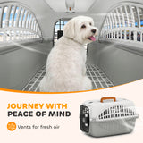 Transporteur pour animaux approuvé par les compagnies aériennes pour mini-chiens et chats avec porte en grillage d'acier