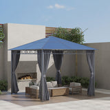 10' x 10' Polycarbonate Hardtop Gazebo Canopy, Outdoor Patio Gazebo with Aluminum Frame & Curtains