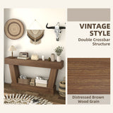 63 Inch Vintage Console Table, Narrow Entryway Table with Open Shelf for Living Room