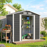Remise de rangement extérieure 7' x 4', Cabanon de jardin en métal avec portes verrouillables et gants