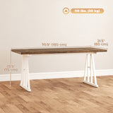Table de cuisine fermette pour 8, Table à manger rectangulaire avec plateau épais et pieds en acier