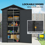 4' x 3' Plastic Garden Shed with Floor, Outdoor Small Shed with Lockable Door