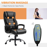 Massage Office Chair, High Back Executive Office Chair with 6-Point Vibration, Adjustable Height, Swivel Seat and Rocking Function