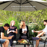 4 Pieces Outdoor Furniture Set with 2 Stackable Chairs, Patio Conversation Set with Glass Coffee Table