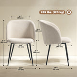 Lot de 2 chaises de salle à manger, chaises de cuisine rembourrées en tissu sherpa avec dossier et pieds en acier