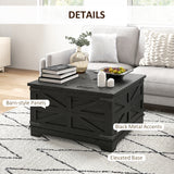 Farmhouse Coffee Table, Hidden Storage Compartment