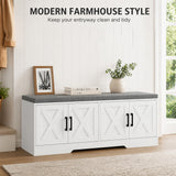 Shoe Bench with Cushion Shoe Storage Bench with Doors Adjustable Shelves for Entryway