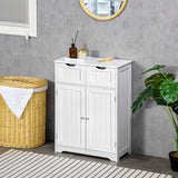 Meuble de salle de bain, Armoire de rangement pour salle de bain avec 2 tiroirs, Étagère réglable pour le salon