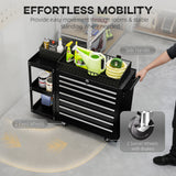 7-Drawer Rolling Tool Chest with Detachable Side Shelf, Lockable Tool Cabinet Box Organizer with Wheels