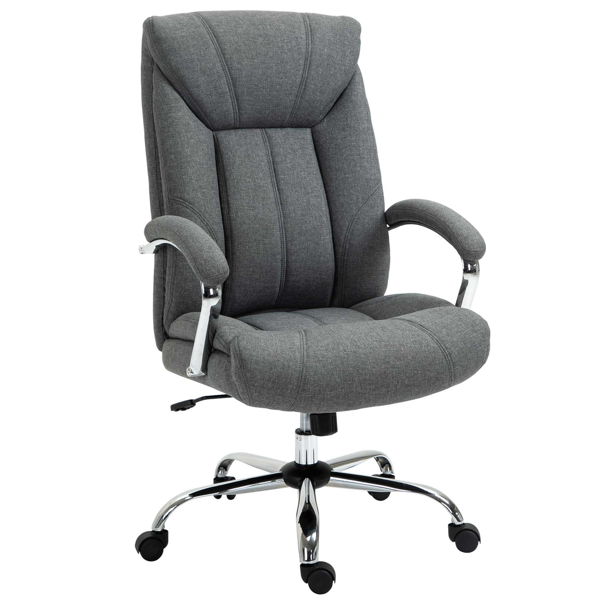 Chaise de bureau pivot dossier haut, tissu lin ergonomique ajustable, hauteur réglable