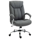 Chaise de bureau pivot dossier haut, tissu lin ergonomique ajustable, hauteur réglable