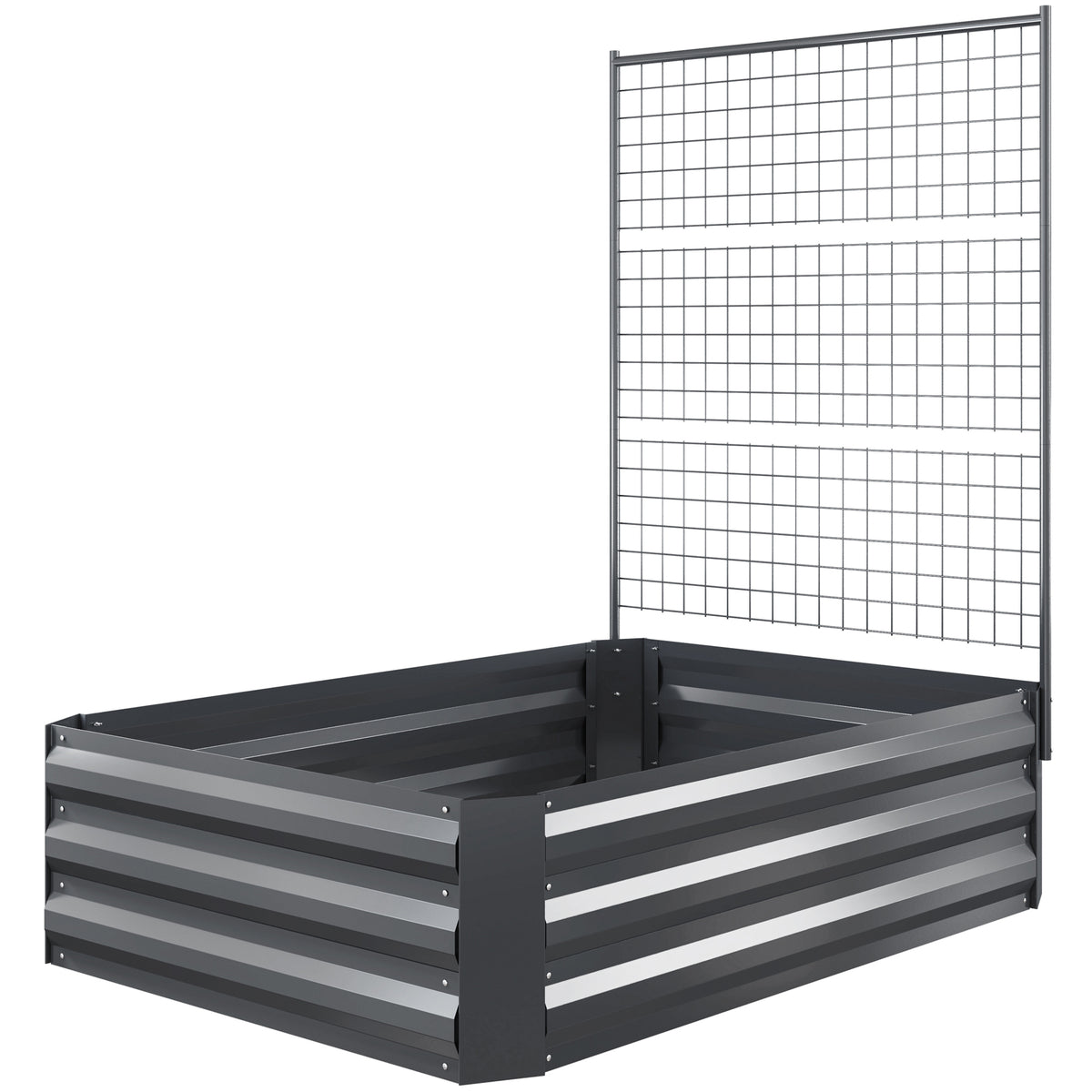 Galvanized Raised Garden Bed with Trellis for Climbing Plants, Outdoor Planter Box with Open Bottom