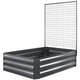 Galvanized Raised Garden Bed with Trellis for Climbing Plants, Outdoor Planter Box with Open Bottom