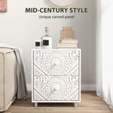 Mid-Century Bedside Table, Nightstand with 2 Drawers