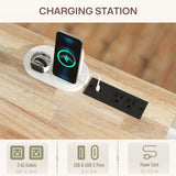 Îlot de Cuisine sur Roulettes avec Feuille Amovible, Chariot de Cuisine Roulant avec Plateau en Bois, Tablette Ajustable
