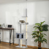 Cat Tree Floor to Ceiling Cat Tower Height Adjustable( 85-101 Inches), Tall Large Cat Climbing Activity Center with Scratching Posts Cat Condo Cozy Bed