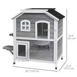 2-Storey Outdoor Cat House, Wooden Catio with Openable Roof
