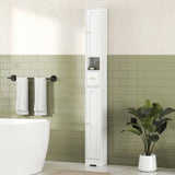 Tall Bathroom Cabinet, Modern Slim Bathroom Storage with Arched Doors, Drawer and Open Shelf