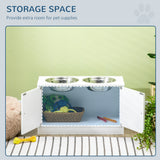 Elevated Dog Bowls for Large Dogs Pet Feeding Station with Stand, Storage, 2 Stainless Steel Food and Water Bowls