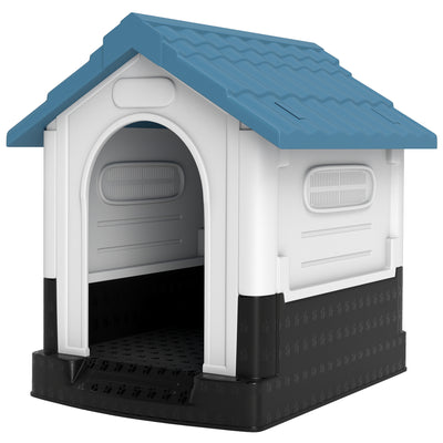 Outside Dog Kennel House with Windows, 64.5 x 57 x 66cm