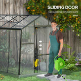 6' x 8' Walk-in Polycarbonate Greenhouse Aluminium Green House with Sliding Door, 5-Level Roof Vent