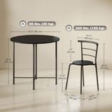 5 Piece Dining Table Set, Space Saving Round Dining Set for 4 with Metal Frame for Small Spaces