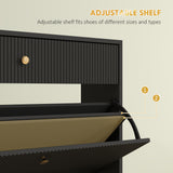 Narrow Shoe Storage Cabinet with Wave-like Panels and Adjustable Shelves for 12 Pairs of Shoes