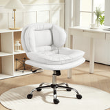 Criss Cross Chair, Swivel Wide Office Chair with Leathaire Upholstery