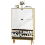 Armoire à Chaussures Étroite, Armoire de Rangement pour Chaussures Brillant Haute Brillance avec