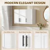 Modern Medicine Cabinet Wall Mounted, Bathroom Wall Cabinet with 3 Doors and Adjustable Shelves