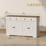 Buffet de rangement avec 2 tiroirs, 4 portes coulissantes et 2 étagères réglables