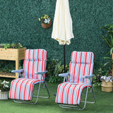 Set of 2 Garden Sun Lounger, Outdoor Reclining Seat Cushioned Seat, Foldable Adjustable Recliner