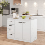 Kitchen Island with Storage Cabinet, 4 Drawers and Adjustable Shelf for Dining Room