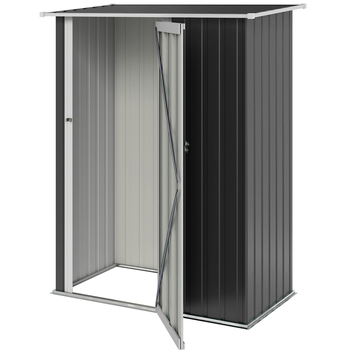 5 x 3ft Outdoor Storage Shed Metal Garden Shed Cabanon with Sloped Roof, Lockable Door for Tool
