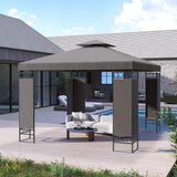 10 x 10 FT Canopy Gazebo, Double Roof Patio Gazebo with Screen Panels and Metal Frame for Deck