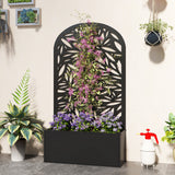 Metal Garden Bed with Trellis for Climbing Plants