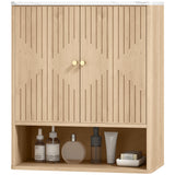 Bathroom Wall Cabinet, Wall-Mounted Medicine Cabinet with Adjustable Shelf, Open Shelf and Marble Effect Top