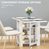 Folding Dining Table with Storage, Drop Leaf Kitchen Table for Small Spaces